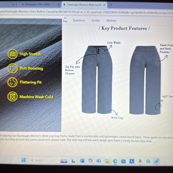 Flamingals Women’s Wide Leg Mud Waist Pant. - Picture 9 of 11